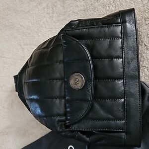 Black leather backpack